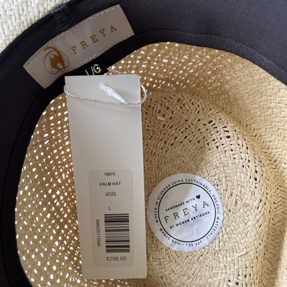 Freya Palm Sz L Hat UPF 50 Handmade Natural 100% Straw NWT Great gift - Picture 5 of 9